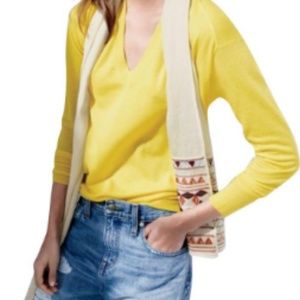 NWOT J.Crew Yellow Silk-linen V-neck Sweater